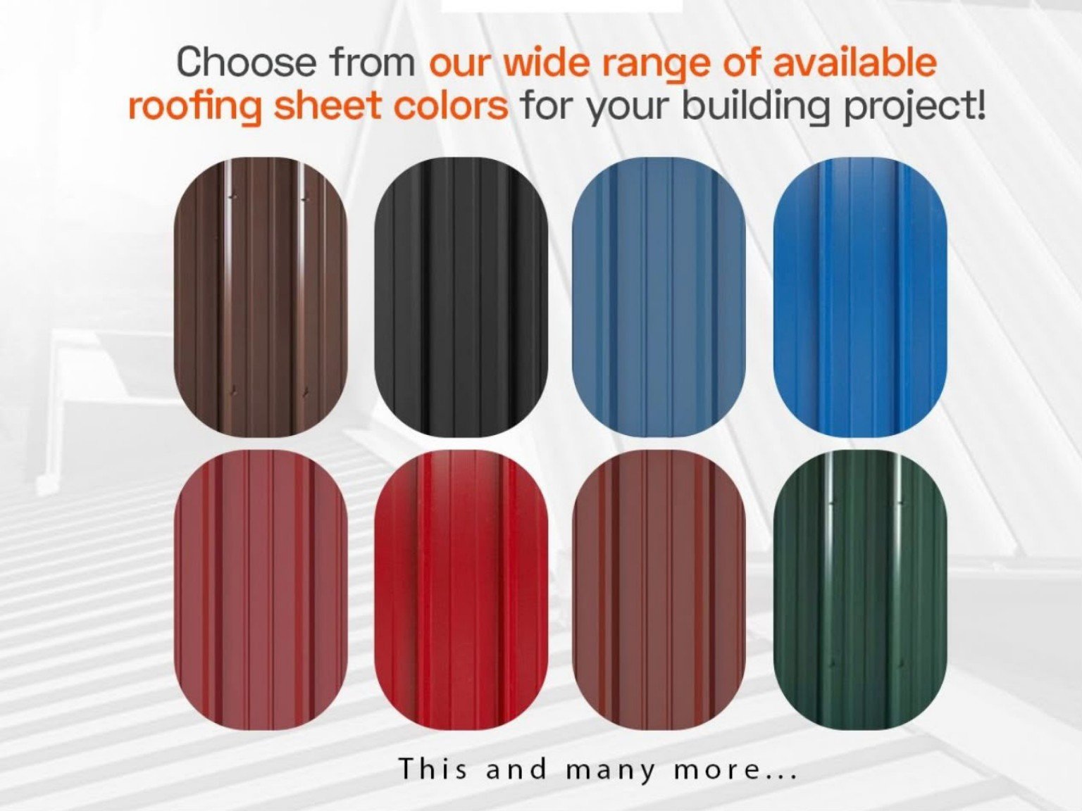Available roofing sheet colour selection